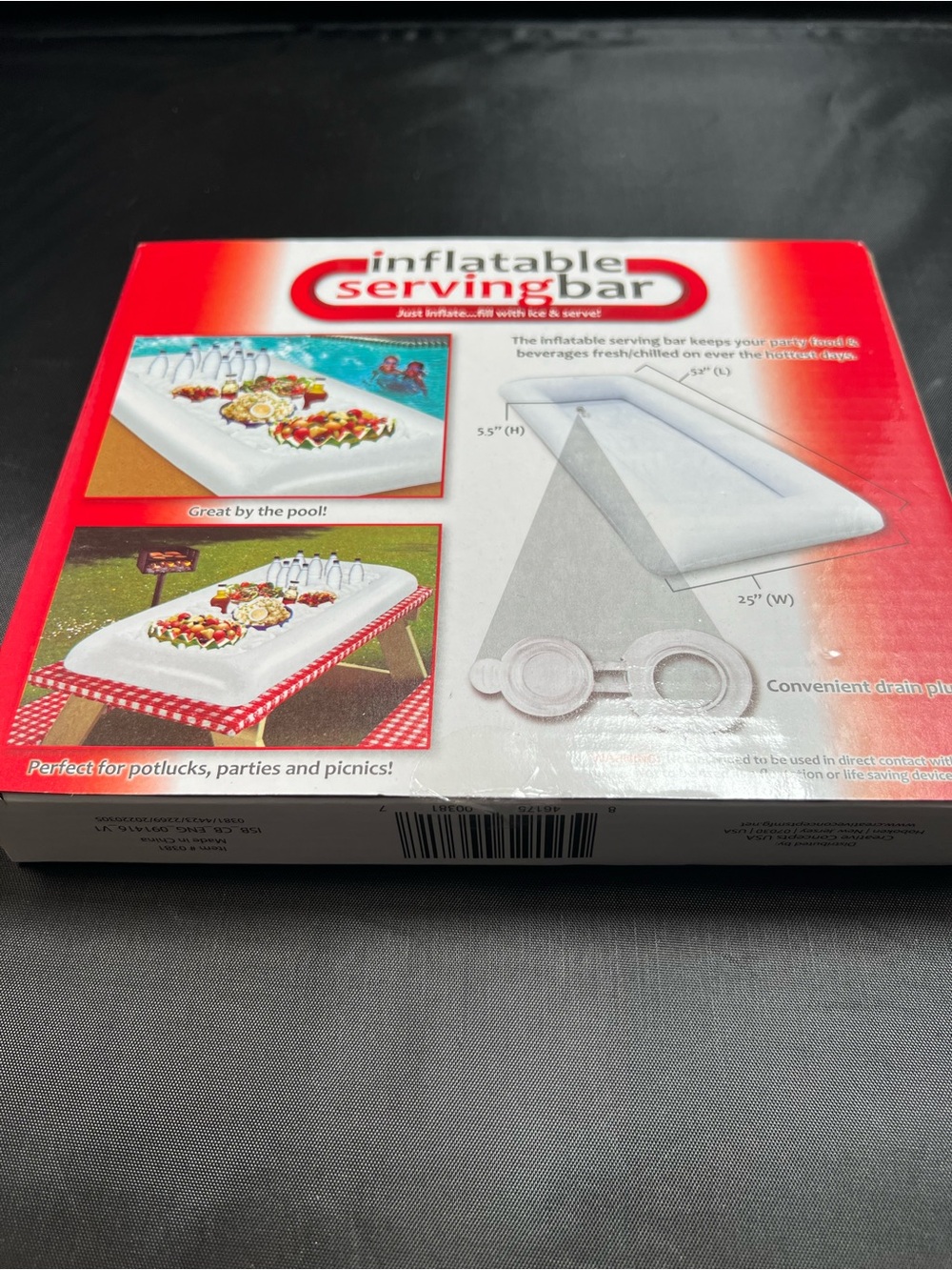 Inflatable Serving Bar Buffet Cooler 52” x 25” Party Food & Drink Ice Tray BBQ